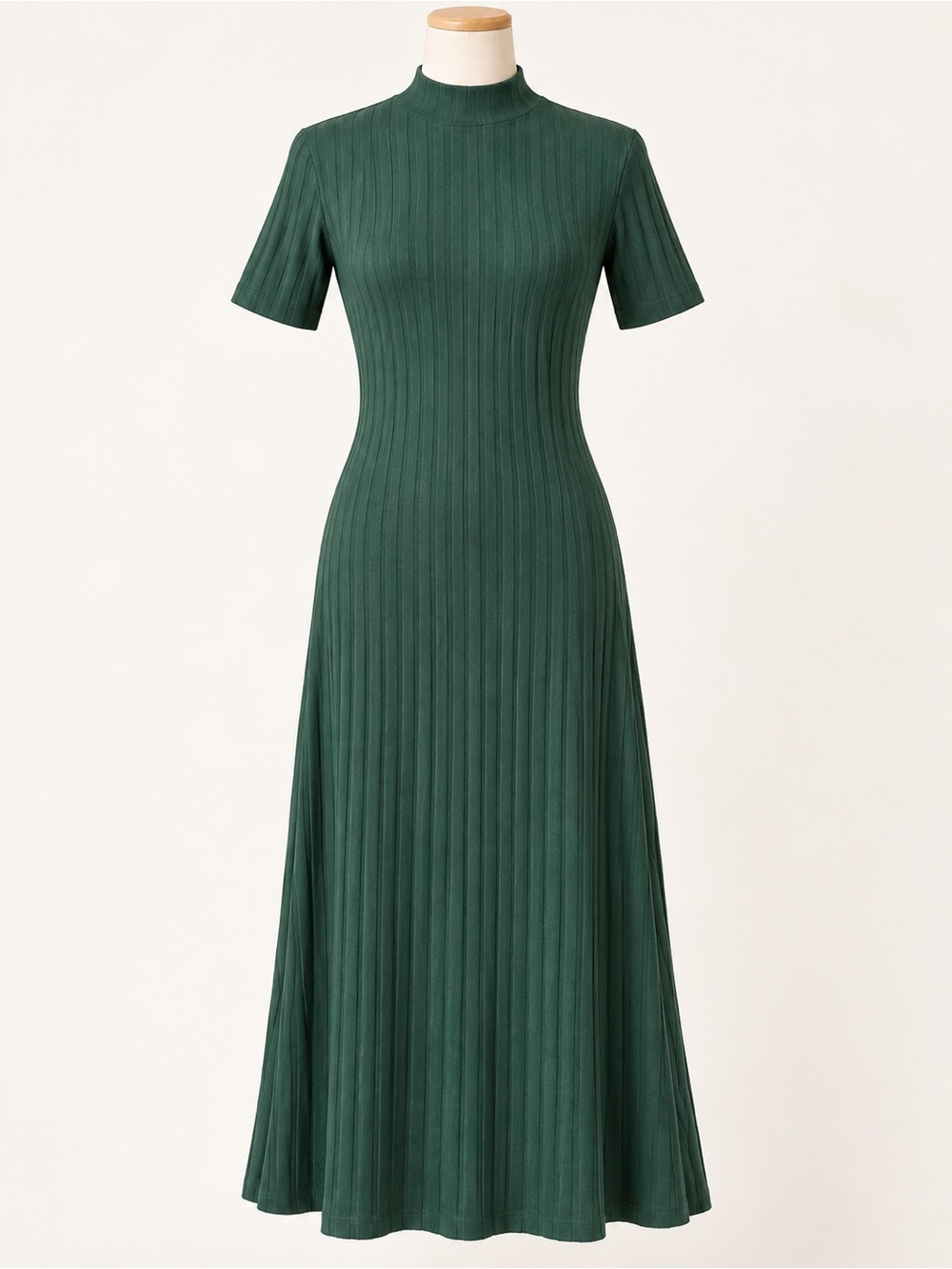Zara Dark Green Ribbed Maxi Dress